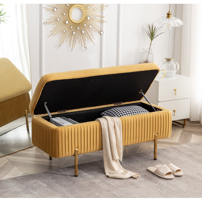 Mercer41 Miajah Velvet Upholstered Flip Top Storage Bench & Reviews